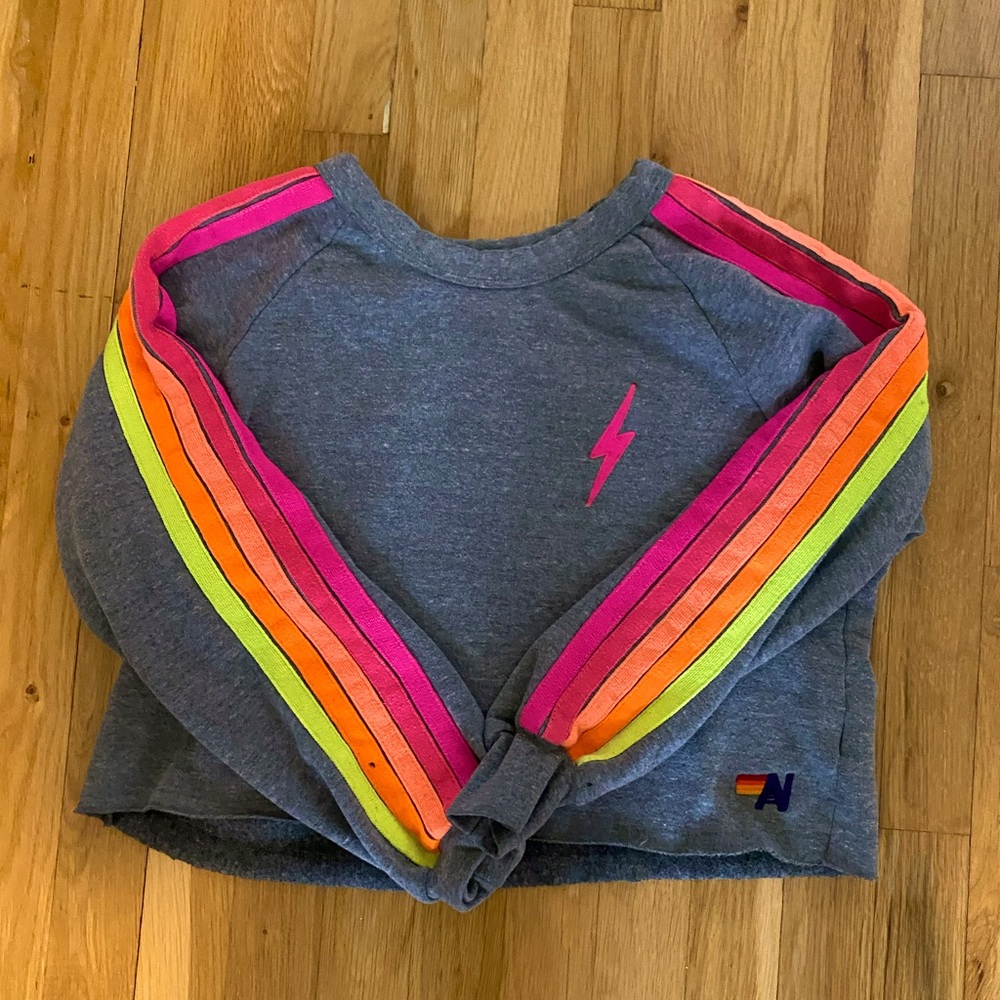 RARE Aviator Nation cropped crewneck